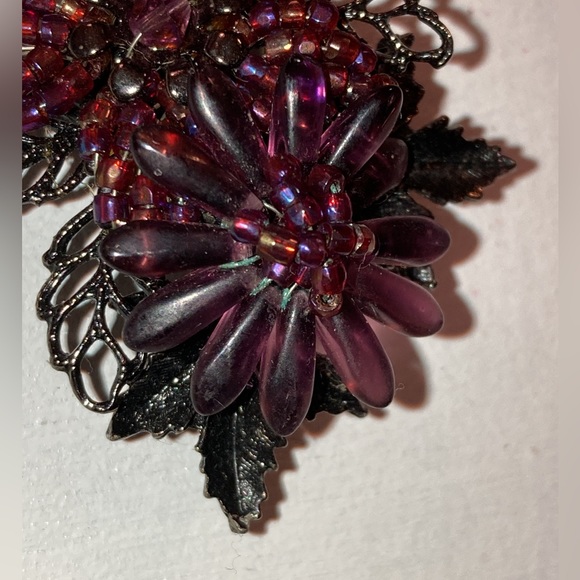 VINTAGE CARA STIMMEL LTD BEADED FLOWERS BROOCH/PIN - SIGNED - Picture 4 of 13